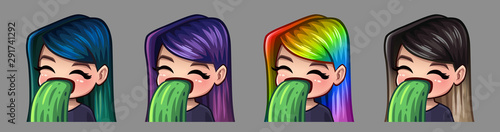 Emotion icons sick girl for social networks and stickers