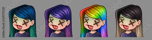 Emotion icons sick girl for social networks and stickers