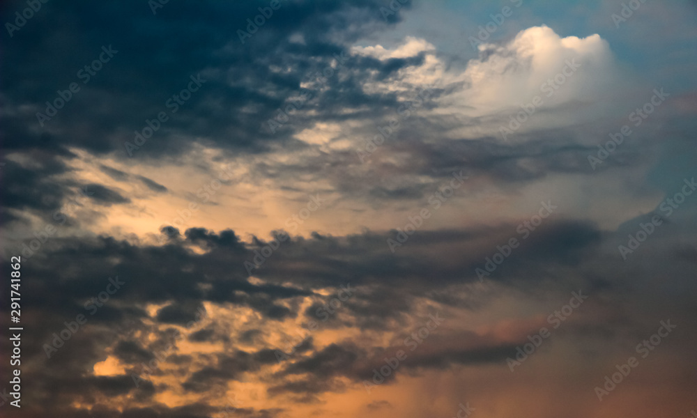 clouds with sky at sunset 
