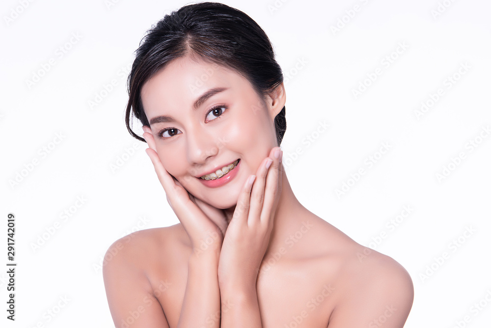 Beautiful Young Asian Woman with Clean Fresh Skin, Beautiful Young Asian Woman with Clean Fresh Skin,