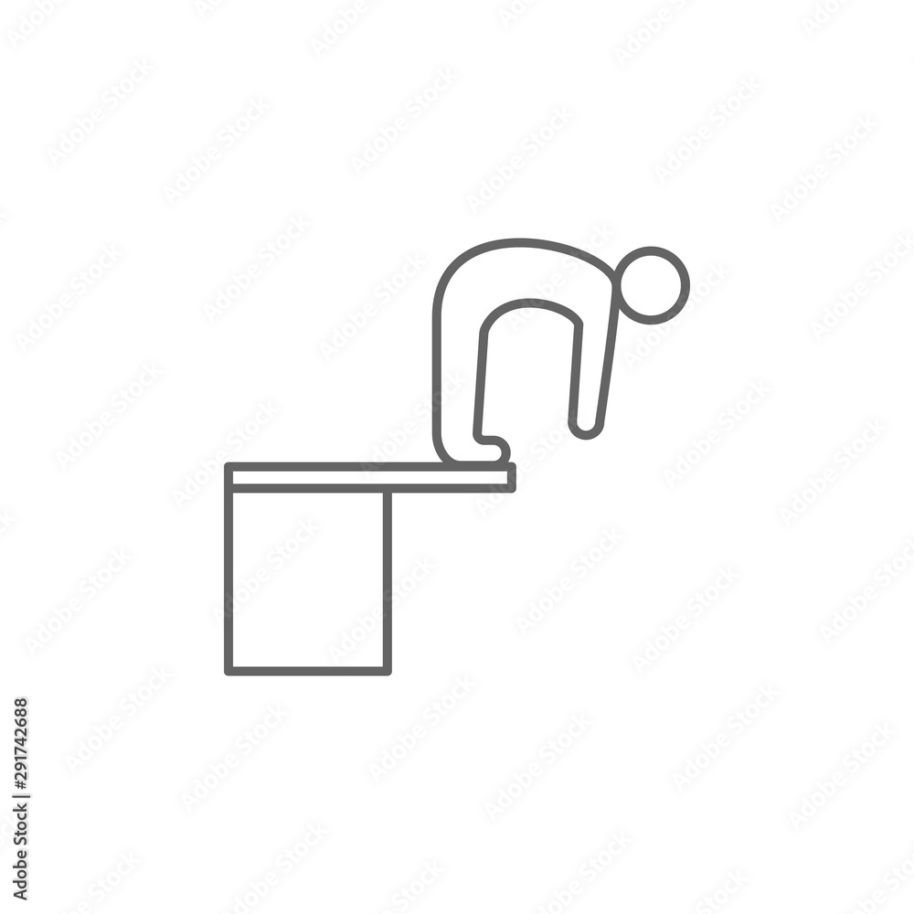 Springboard man icon. Element of swimming poll thin line icon Springboard man icon. Element of swimming poll thin line icon