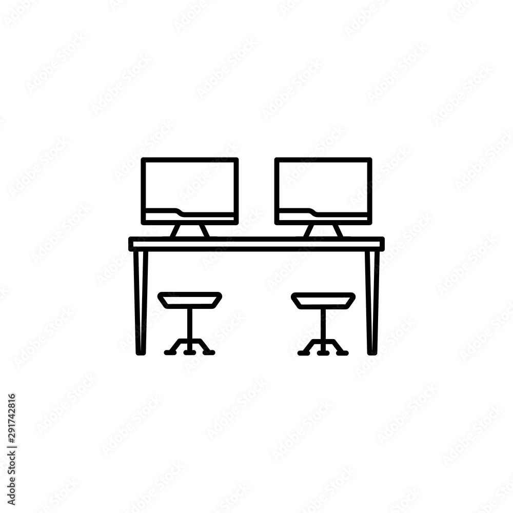 Workplace, work table icon. Element of workplace thin line icon Workplace, work table icon. Element of workplace thin line icon