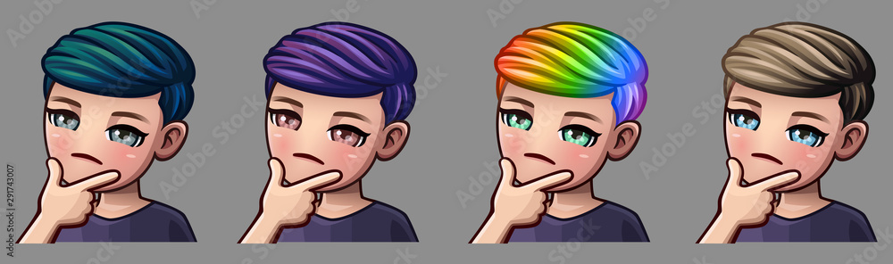 Emotion icons suspicious boy for social networks and stickers. Vector illustration Emotion icons suspicious boy for social networks and stickers. Vector illustration