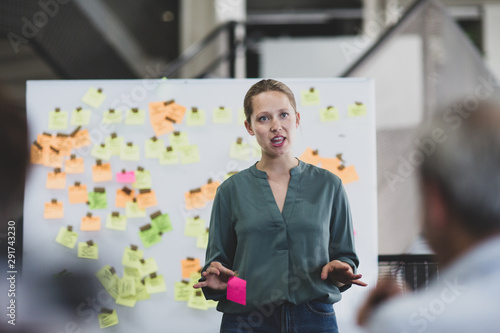 Female executive holding a brainstorm meeting photo