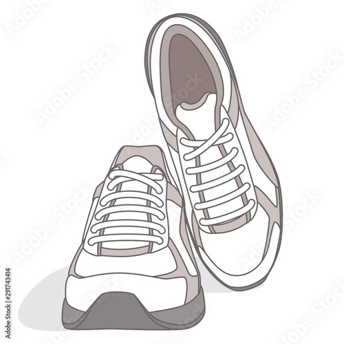 pair of running shoes, white, isolated on a white background