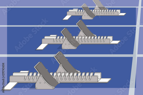 starting blocks on track lanes for sprinting and running