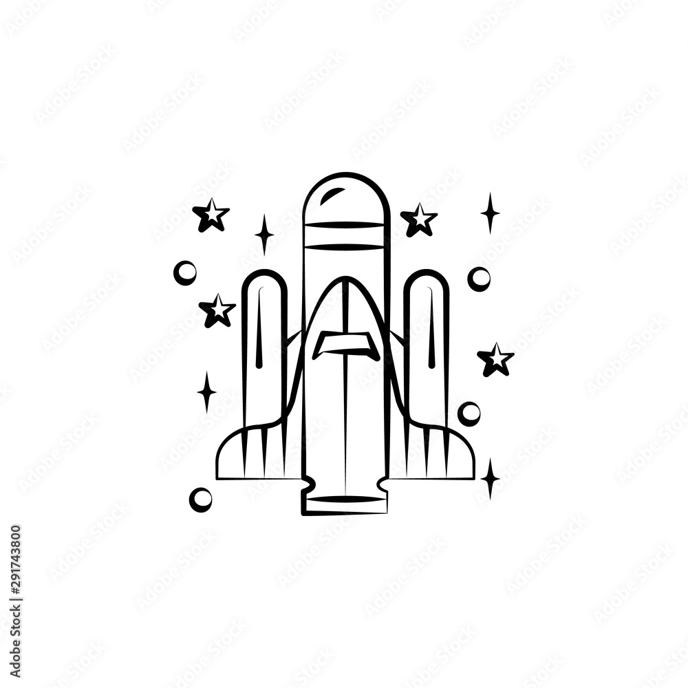 Spaceship icon. Element of space hand drawn icon Spaceship icon. Element of space hand drawn icon