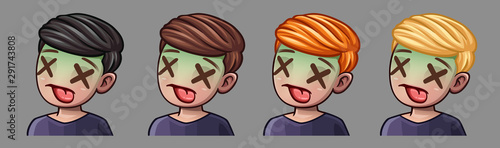 Emotion icons sick boy for social networks and stickers. Vector illustration