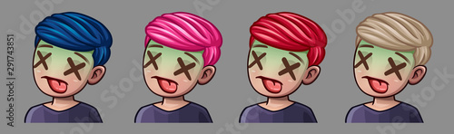 Emotion icons sick boy for social networks and stickers. Vector illustration