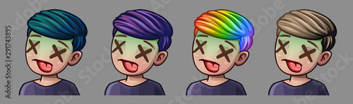 Emotion icons sick boy for social networks and stickers. Vector illustration