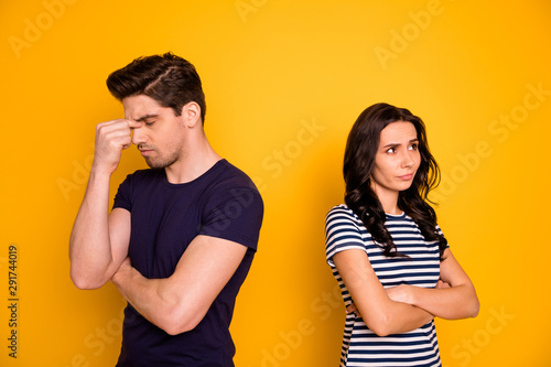 Obraz na płótnie Portrait of his he her she nice attractive irritated annoyed tired disappointed