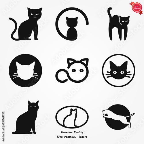 Cat icon. Logo design vector template Flat style.