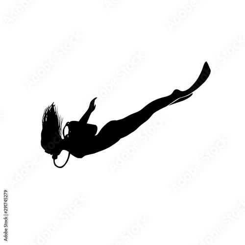 Scuba diving girl silhouette