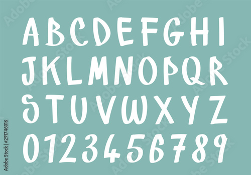 Alphabet whit number good for comics and graffiti style  large marker stroke white color modular letters.