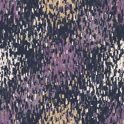 Spliced stripes geometric variegated background. Seamless pattern random dot dye broken lines. Boho gradient textile blend all over print. Trendy disrupted confetti dots fashion swatch. Gold Purple