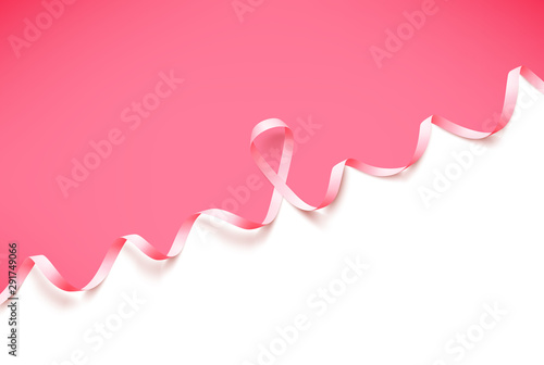 Vector background for world breast cancer awareness month in october . Realistic pink ribbon.