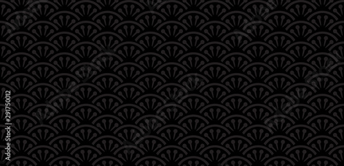 Black Uchiwa Japanese Fan Decorative Luxury Pattern Background