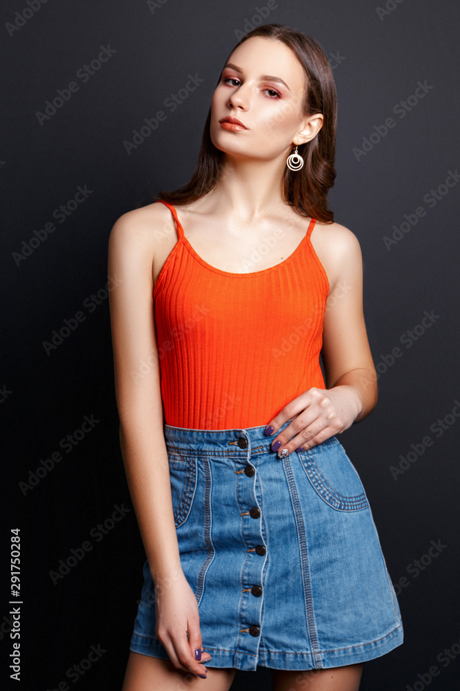 Girl in the studio on a black background Girl in the studio on a black background