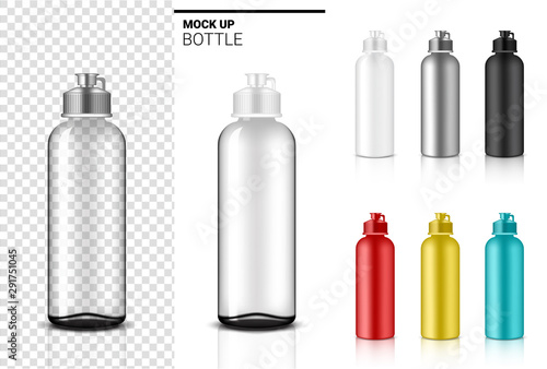 Bottle 3D Mock up Realistic transparent Dropper Plastic Shaker in Vector for Water and Drink. Bicycle and Sport Concept Design.