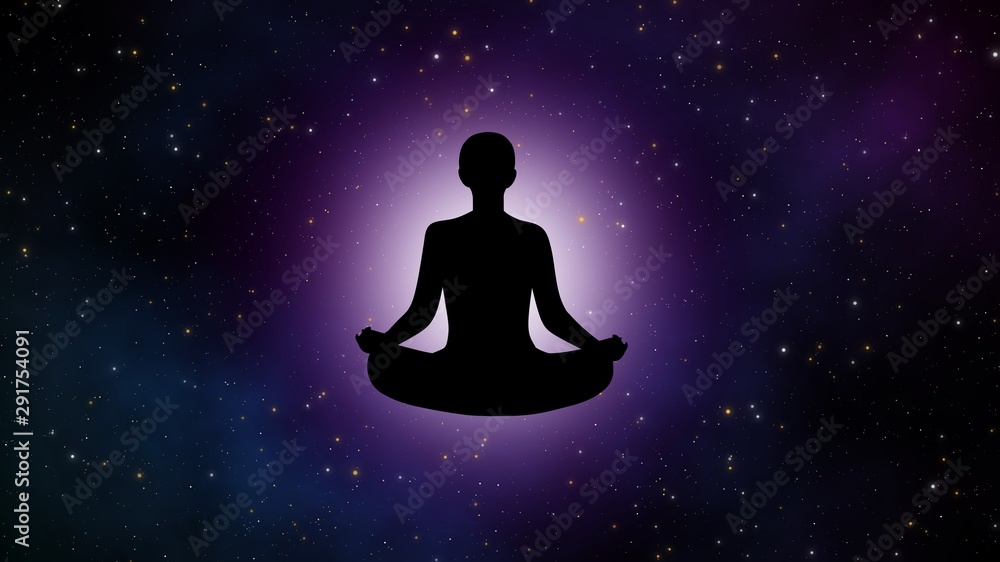 Silhouette man with full inner power and the universe Silhouette man with full inner power and the universe