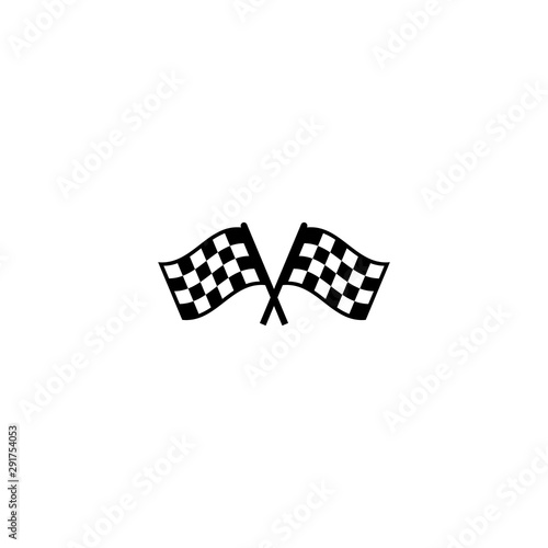 Race flag crossed checkered black and white simple vector icon. Start and finish crossed race flags symbol.