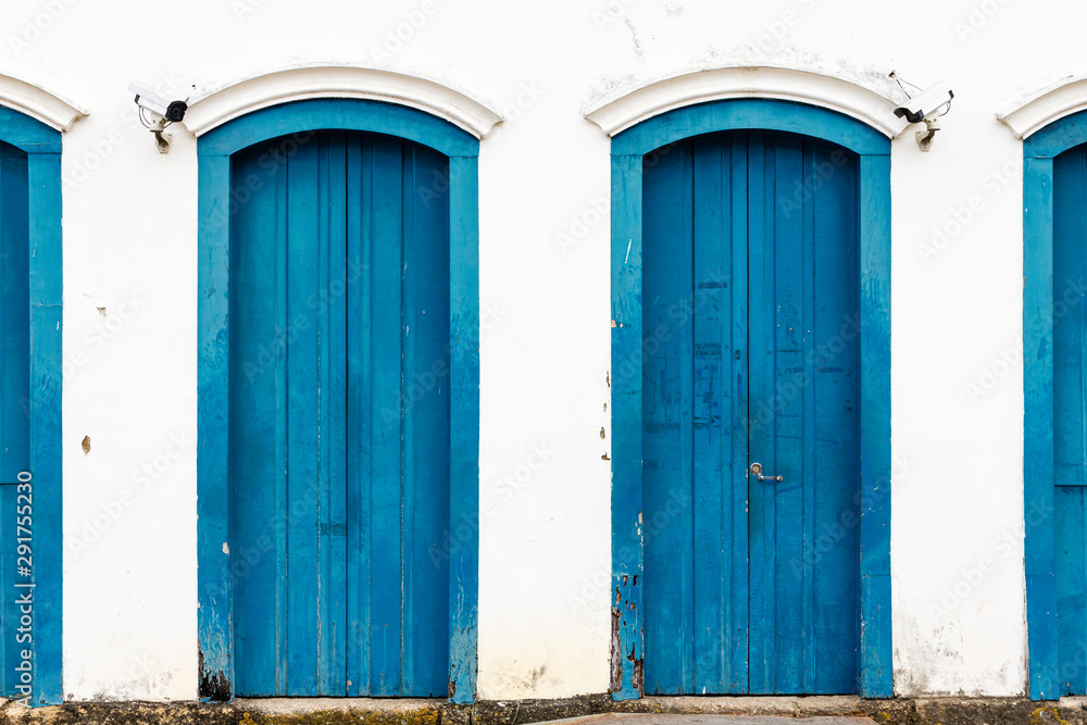 Doors and Windows at the center in Paraty, Rio de Janeiro, Brazil. Paraty is a preserved Portuguese colonial and Brazilian Imperial municipality.