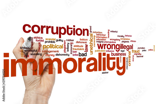 Vászonkép Immorality word cloud