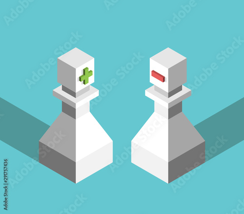 Positive, negative isometric pawns