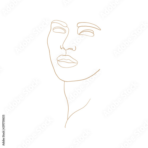 Continuous line, drawing of beauty woman face, fashion concept, woman beauty minimalist, vector illustration for t-shirt, slogan design print graphics style. One line fashion illustration