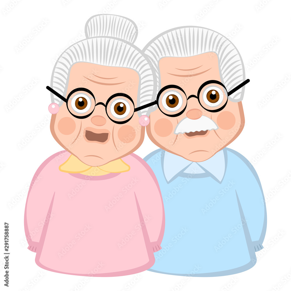 Isolated grandparents cartoon on a white background - Vector Isolated grandparents cartoon on a white background - Vector