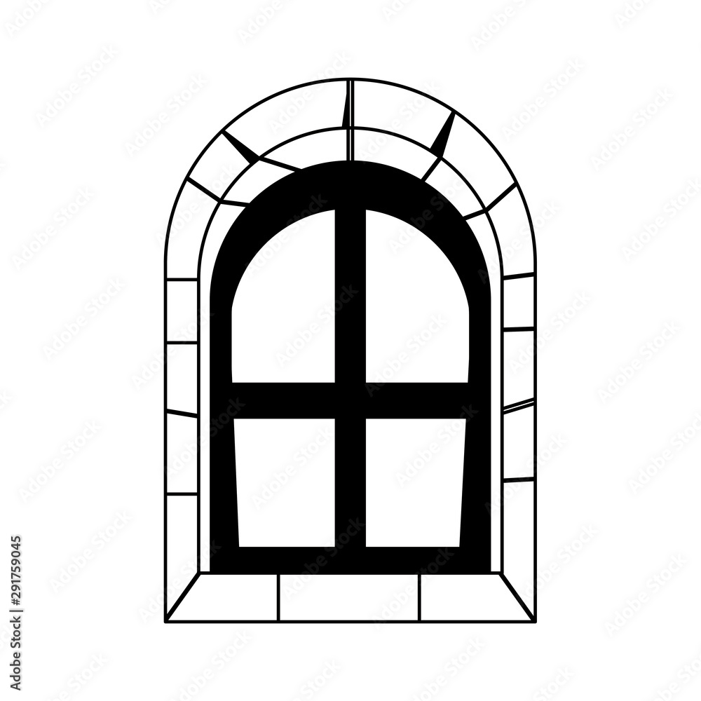 halloween castle window isolated icon halloween castle window isolated icon