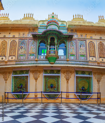 Exteriors of city palace one of the most visited tourist place in Udaipur Rajasthan , historical place  photo