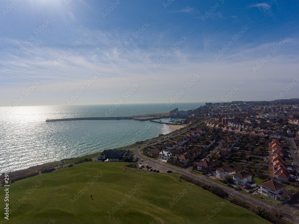 Aerial view of Folkestone Harbour from East