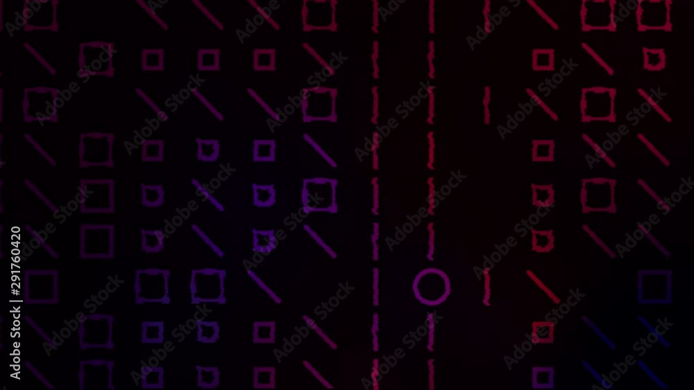 Purple and red moving symbols, background Purple and red moving symbols, background