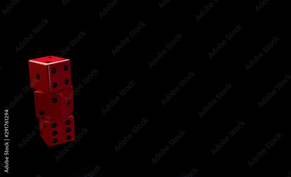 Modern Red Dices. Casino Gambling Concept - 3D Illustration Modern Red Dices. Casino Gambling Concept - 3D Illustration