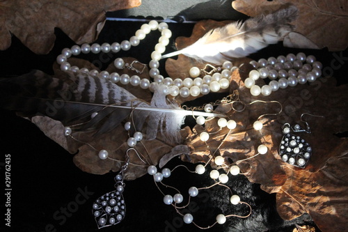 necklace on a black background