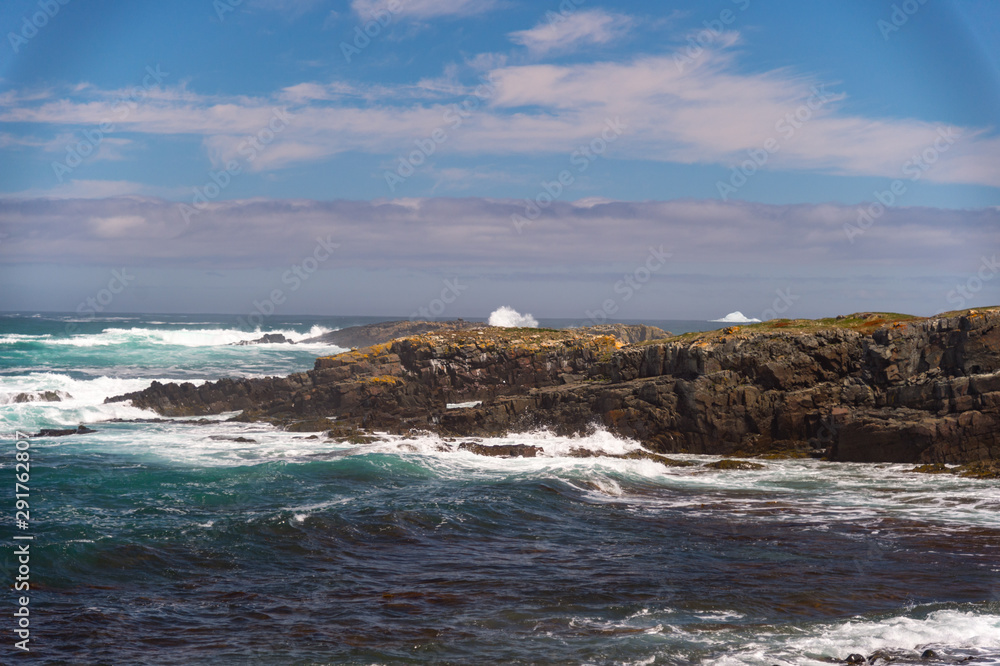 waves and icebergs at Cape Spear Newfoundland