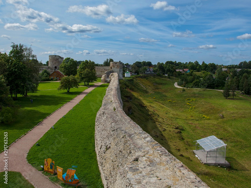 Walls and towers of Izborsk fortress.