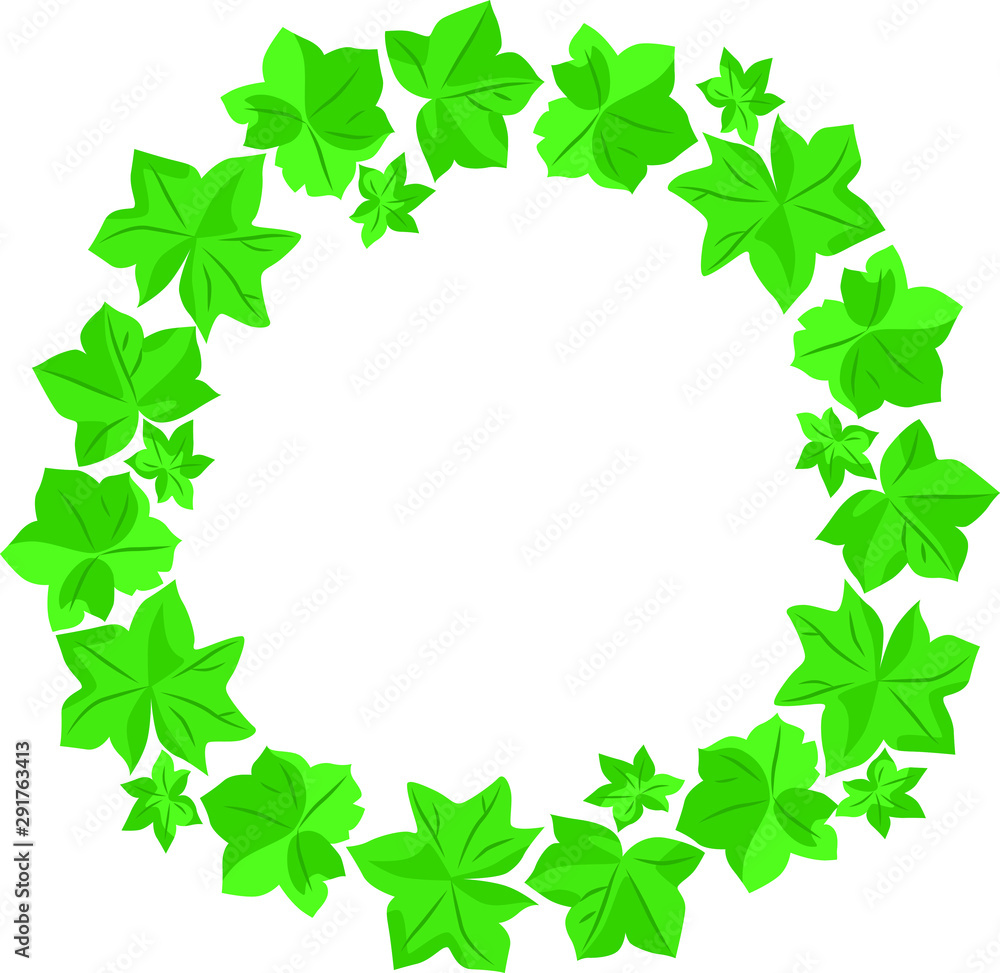 Vector wreath of geranium leaves on white background.