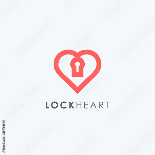 Heart lock logo design. Love security icon vector