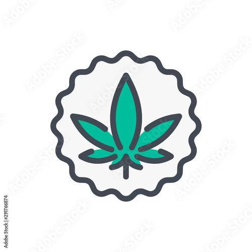 Cannabis color line icon. Marijuana leaf vector outline colorful sign.