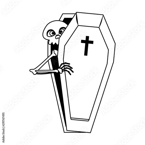 skeleton in coffin halloween character