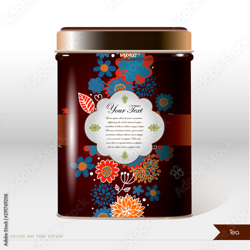 Vector box with flowers, leaves , plants and place for your text. 