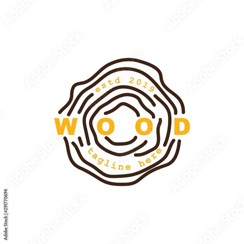 wood log logo design.circular grain texture