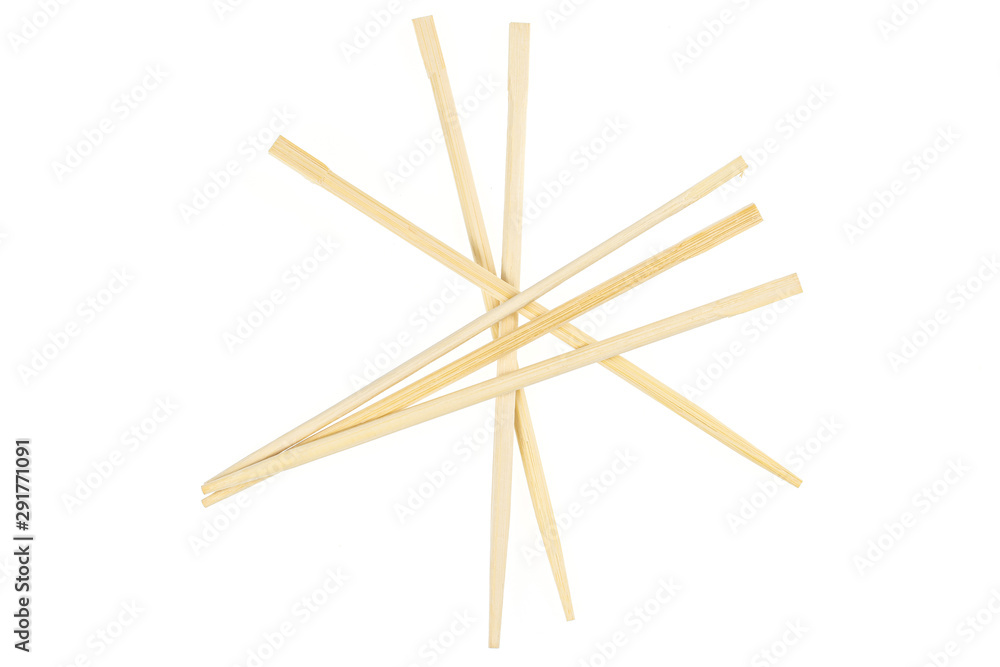 Lot of whole light asian brown chopsticks flatlay isolated on white background Lot of whole light asian brown chopsticks flatlay isolated on white background