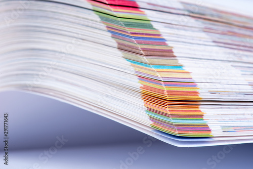 Colorful edges of page open book closeup