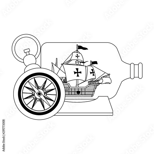 caravel ship antique in bottle