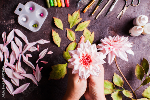 DIY making realistic flowers from foam material photo