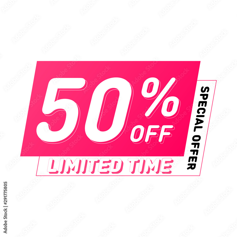 Special offer and limited time sale vector design. 50% off banners. Modern discount poster template Special offer and limited time sale vector design. 50% off banners. Modern discount poster template