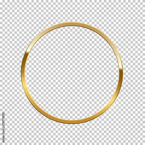 Golden ring isolated on transparent background. Vector golden frame.